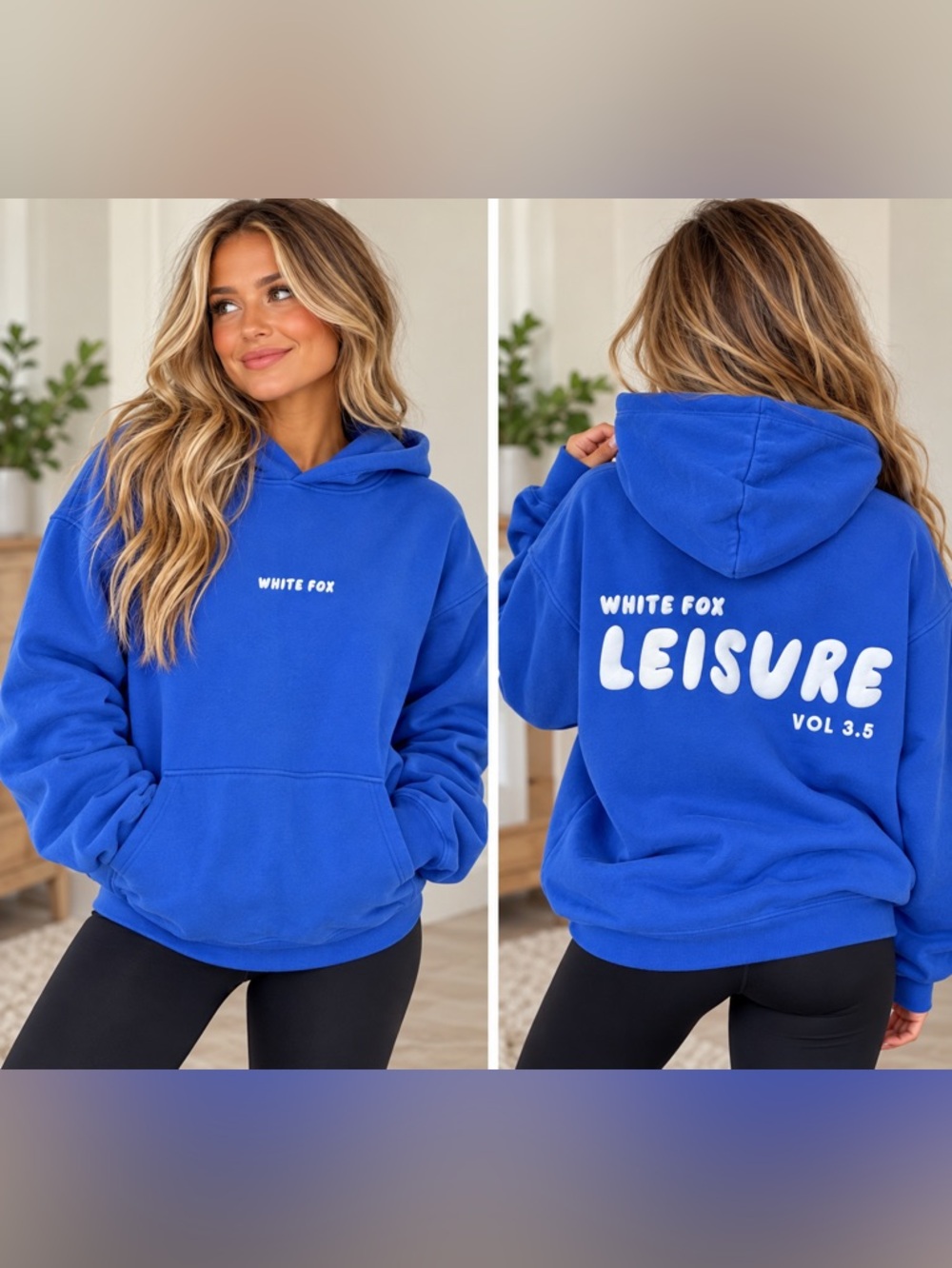 White Fox Leisure Vol 3.5 Blue Oversized Graphic Puff Print Hoodie